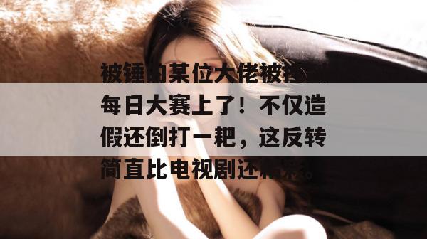 被锤的某位大佬被挂到每日大赛上了！不仅造假还倒打一耙，这反转简直比电视剧还精彩。